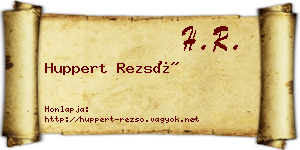 Huppert Rezső névjegykártya